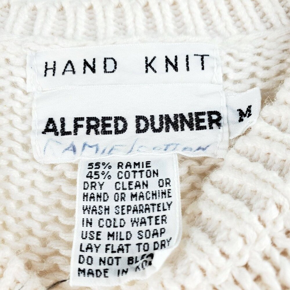 VTG Alfred Dunner Women's White Floral Print Hand Knit Sleeveless Sweater Sz M - Picture 5 of 9